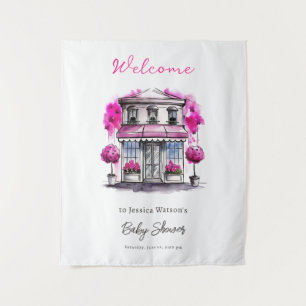Bonjour Bebe Paris French Pink Black Baby Shower Tapestry