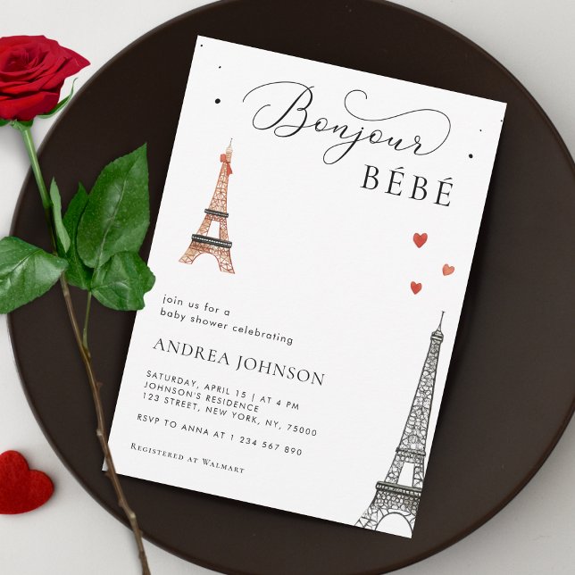 Bonjour Bébé Paris Gender Neutral Chic Baby Shower Invitation (Creator Uploaded)