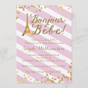 Bonjour Bebe Paris Girl Baby Shower Invitation