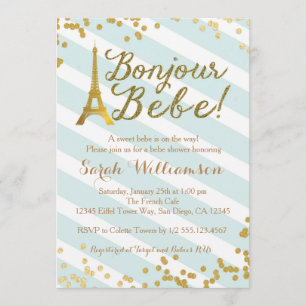 Bonjour Bebe Paris Green Baby Shower Invitation