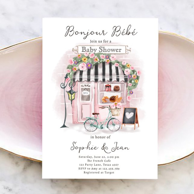 Bonjour Bebe Paris Parisian French Baby Shower Inv Invitation (Creator Uploaded)