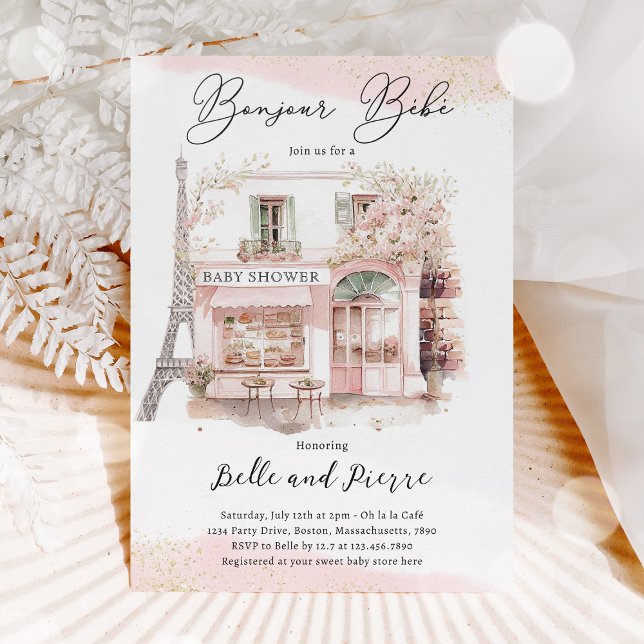 Bonjour Bébé Paris Parisian French Baby Shower Invitation (Creator Uploaded)