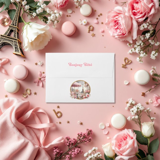 Bonjour Bébé Parisian Chic Baby Shower Envelope (Bonjour Bébé Parisian Chic Baby Shower Envelope)