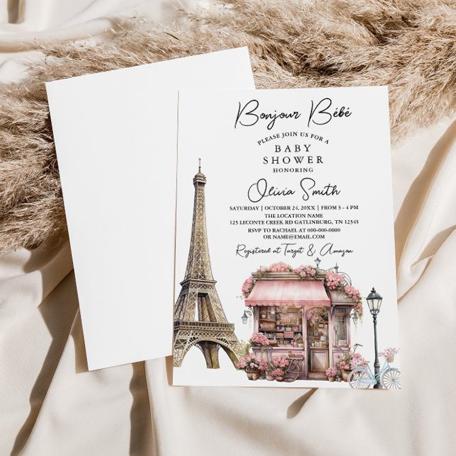 Bonjour Bébé Parisian French Paris Baby Shower Invitation (Creator Uploaded)