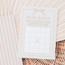 Bonjour Bébé Pink Paris Baby Bingo Game Card