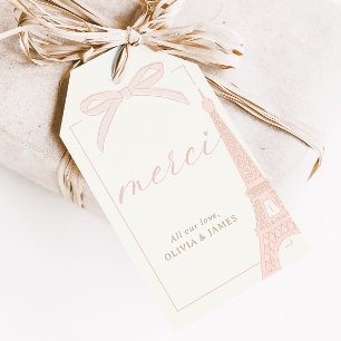 Bonjour Bébé Pink Paris Eiffel Baby Shower Favor Gift Tags