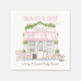 Bonjour Bebe Pink Parisian Cafe Baby Girl Shower Napkin