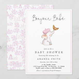 Bonjour Bebe Romantic French Girl Baby Shower  Invitation