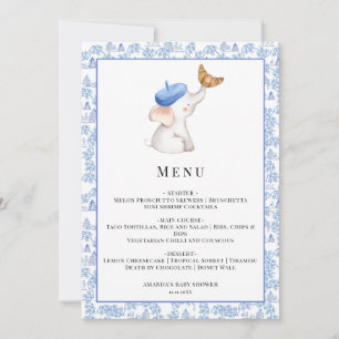 Bonjour Bebe Romantic French Girl Baby Shower Menu Invitation