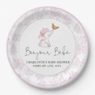 Bonjour Bebe Romantic French Girl Baby Shower  Pap Paper Plate