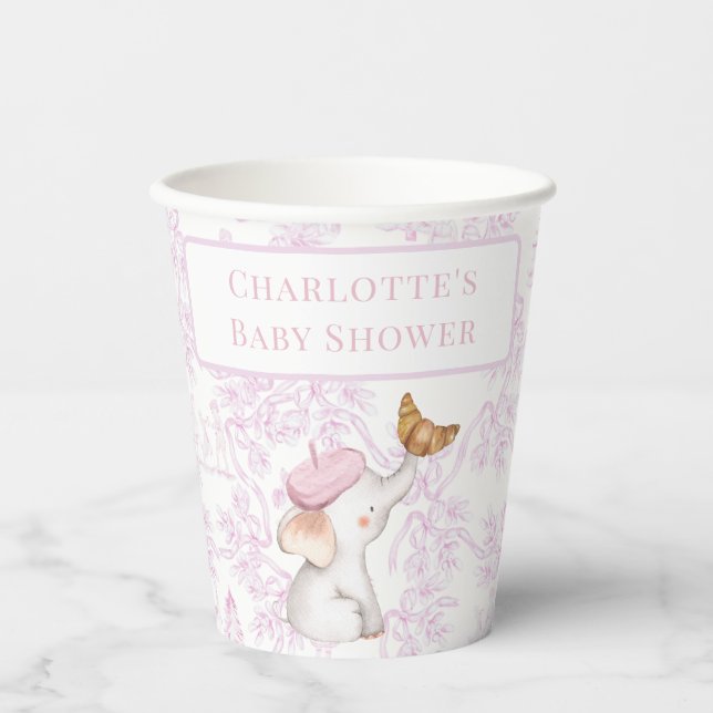 Bonjour Bebe Romantic French Girl Baby Shower  Paper Cups (Front)