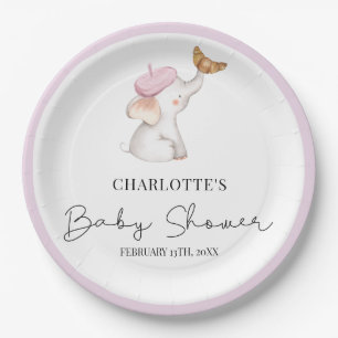 Bonjour Bebe Romantic French Girl Baby Shower  Paper Plate