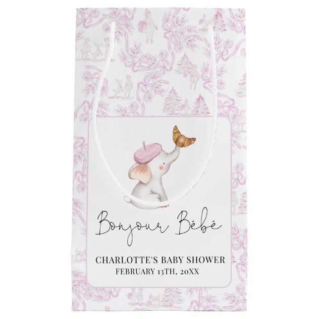 Bonjour Bebe Romantic French Girl Baby Shower  Small Gift Bag (Front)