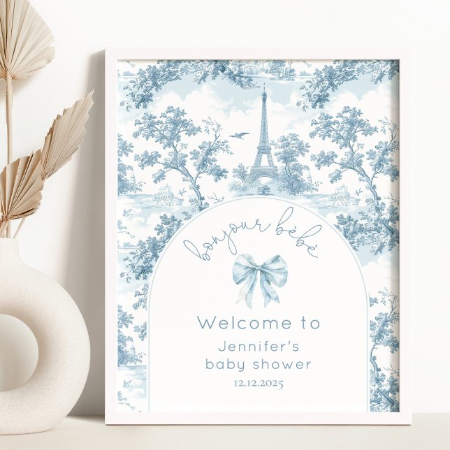 Bonjour bebe Toile de Jouy baby shower Welcome Poster (Creator Uploaded)