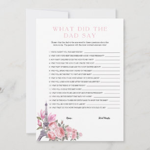Bonjour Bebe   What did the dad say Baby Shower  Invitation