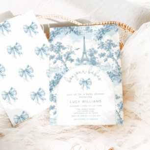 Bonjour Bebes Toile Twins French Baby shower Invitation