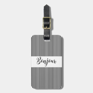 Bonjour-blackText Luggage Tag