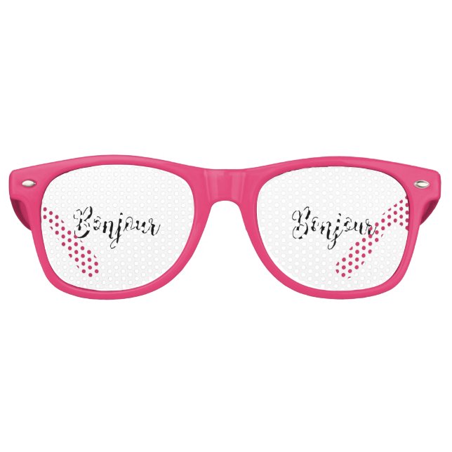 Bonjour-blackText Retro Sunglasses (Front)