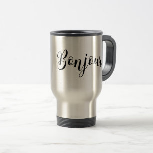 Bonjour-blackText Travel Mug