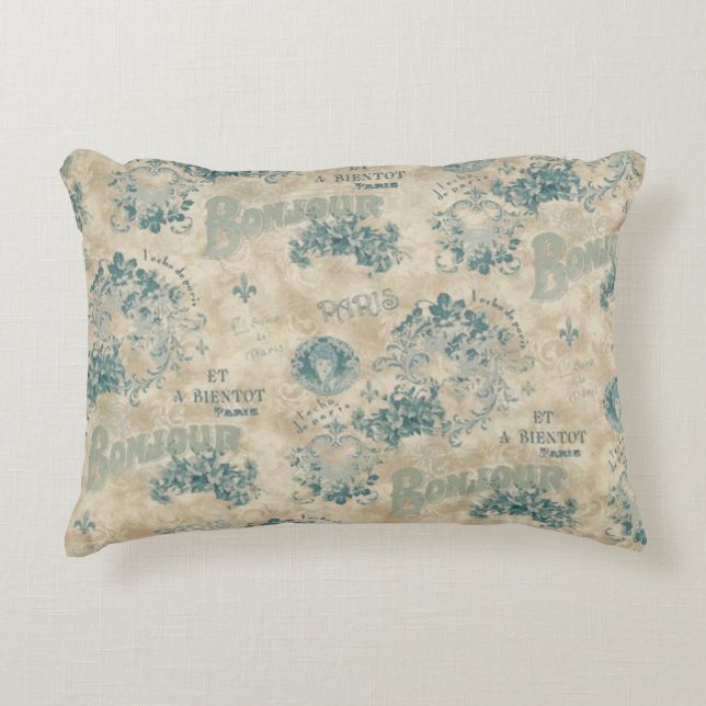 Bonjour Blue Decorative Cushion (Front)