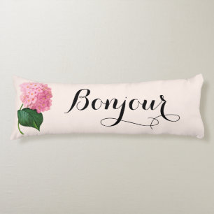 Bonjour Bonne Nuit Pink Hydrangea Body Pillow