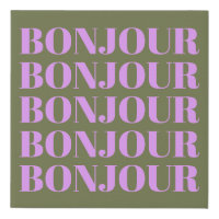 Bonjour | Chic Olive and Lilac Bold Typography  
