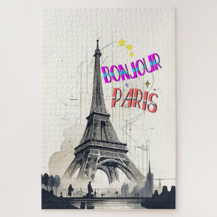 Bonjour Colorful Paris Jigsaw Puzzle