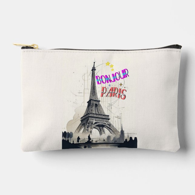 Bonjour Colourful Paris Accessory Pouch (Front)