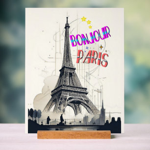 Bonjour Colourful Paris Acrylic Sign