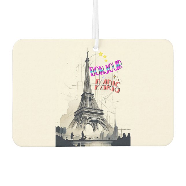 Bonjour Colourful Paris Car Air Freshener (Front)
