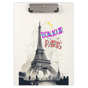 Bonjour Colourful Paris Clipboard