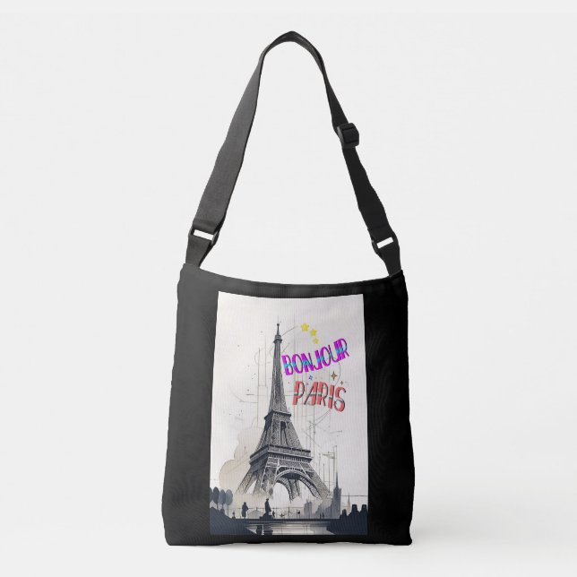 Bonjour Colourful Paris Crossbody Bag (Front)