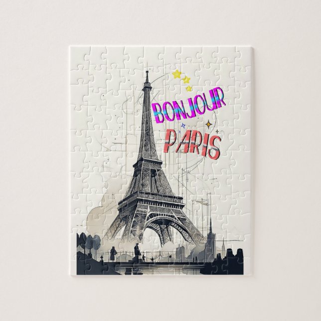 Bonjour Colourful Paris Jigsaw Puzzle (Vertical)