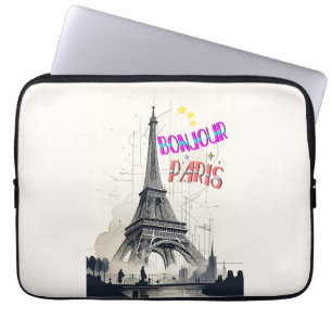 Bonjour Colourful Paris Laptop Sleeve