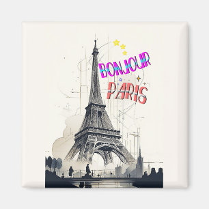 Bonjour Colourful Paris Magnet