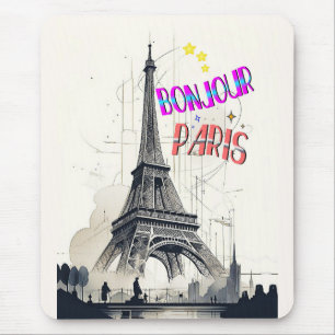 Bonjour Colourful Paris Mouse Mat