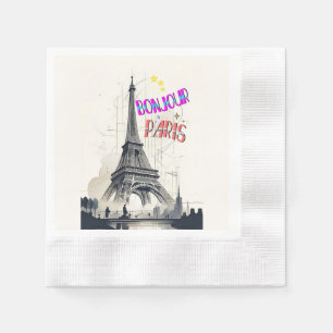 Bonjour Colourful Paris Napkin