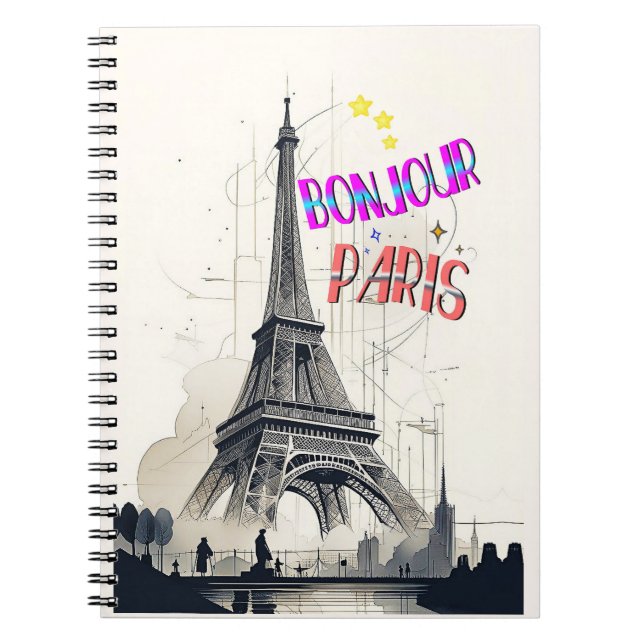 Bonjour Colourful Paris Notebook (Front)