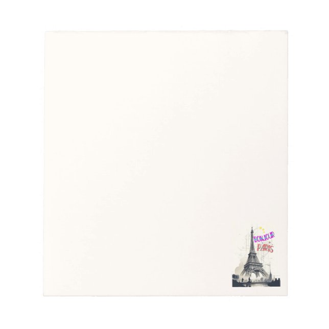 Bonjour Colourful Paris Notepad (Front)