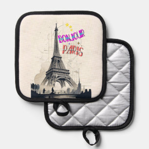 Bonjour Colourful Paris Pot Holder