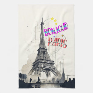 Bonjour Colourful Paris Tea Towel