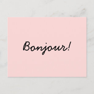 Bonjour Cream Ivory Modern Script Design Postcard