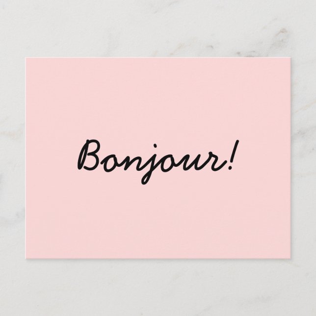 Bonjour Cream Ivory Modern Script Design Postcard (Front)