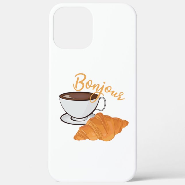 Bonjour Croissant Coffee Breakfast - French Cafe Case-Mate iPhone Case (Back)