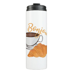 Bonjour Croissant Coffee Breakfast - French Cafe Thermal Tumbler