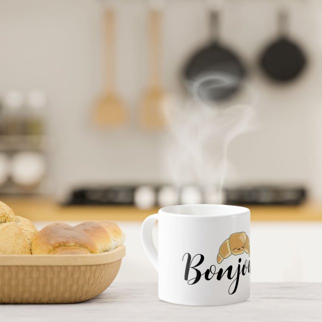 Bonjour Croissant french pastry cute kawaii Espresso Cup (Creator Uploaded)