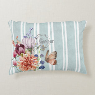 Bonjour Decorative floral French Stripes Relax Cushion