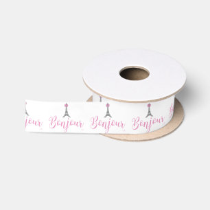 Bonjour-Eiffel Tower Bow Unique Satin Ribbon