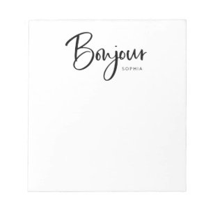 Bonjour Elegant and Modern French Script Notepad