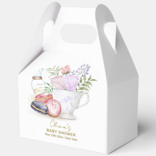 Bonjour Floral Macarons Milk Tea Baby Shower Favour Box